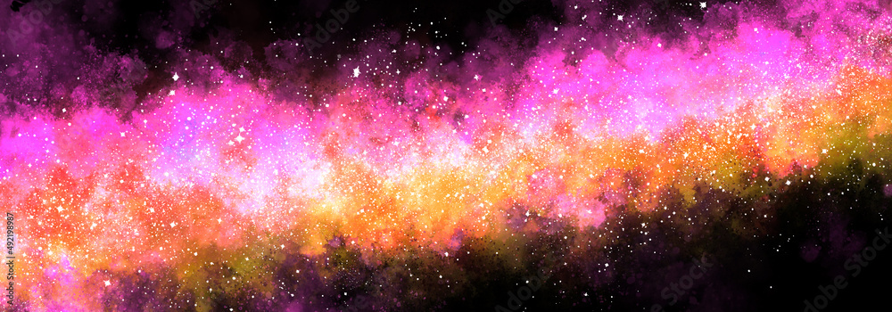 Wall mural space background with realistic nebula and lots of shining stars. infinite universe and starry night