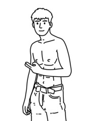 black and white of man cartoon on white background