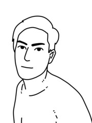 black and white of man cartoon on white background