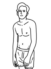 Fototapeta premium black and white of man cartoon on white background