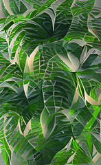 Abstract leave background pattern vector. Tropical monstera leaf design wallpaper. Botanical texture design for print, wall arts, and wallpaper.
