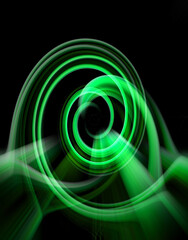 Fond abstrait futuriste en couleur vert. Effet tourbillon.	