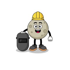 Mascot of moon as a welder