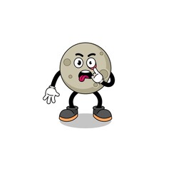 Character Illustration of moon with tongue sticking out