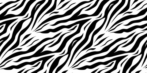 Tiger or zebra white fur repeating texture. Seamless vector pattern