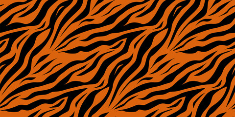 Tiger or zebra fur repeating texture. Seamless vector pattern