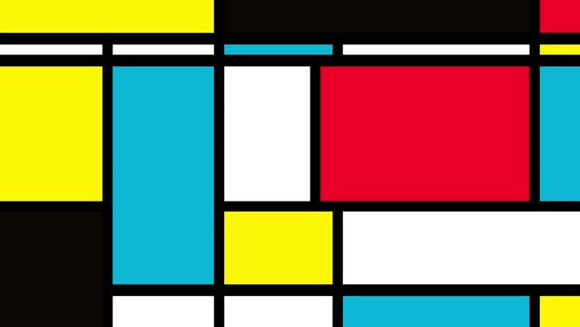 Geometric rectangle square abstract background mondrian style imitation slow version. Vivid colours. Black lines and white yellow red blue and deep brown. Decorative good for fashion, business, etc...