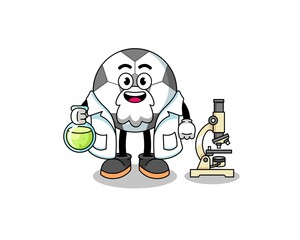 Mascot of soccer ball as a scientist