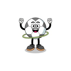 Character Illustration of soccer ball playing hula hoop