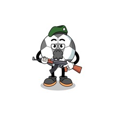 Character cartoon of soccer ball as a special force