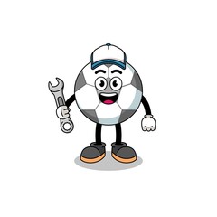 soccer ball illustration cartoon as a mechanic