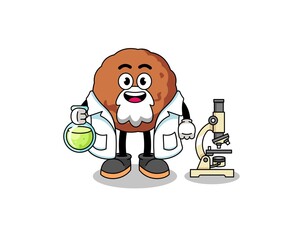 Mascot of meatball as a scientist