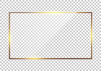 Luxury gold border isolated on transparent background. Glowing gradient effect rectangle frame. Vector illustration.