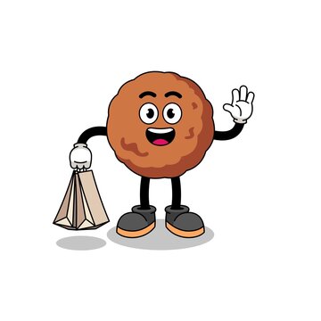 Cartoon of meatball shopping