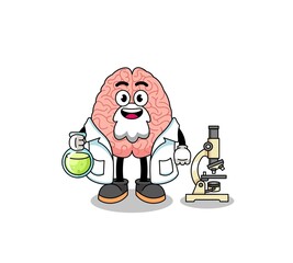 Mascot of brain as a scientist