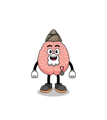 Character cartoon of brain as a veteran