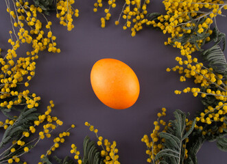 Easter eggs. Festive decoration. Easter. Celebration. Bright holiday. Eggs on a gray background. Multi-colored eggs on a gray background.
