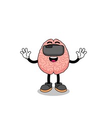 Illustration of brain with a vr headset