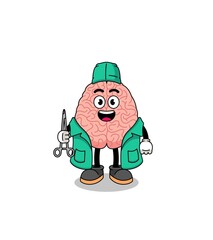 Illustration of brain mascot as a surgeon