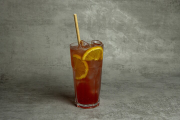refreshing lemonade with a soda straw