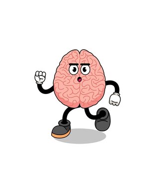 running brain mascot illustration
