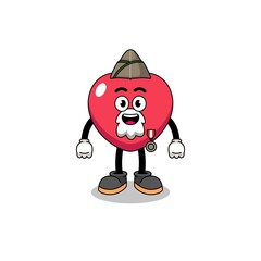 Character cartoon of love as a veteran