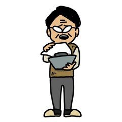 書類を見るベテラン男性教師のイラスト
