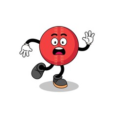 slipping cricket ball mascot illustration