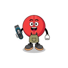 Fototapeta premium Cartoon Illustration of cricket ball as a barber man