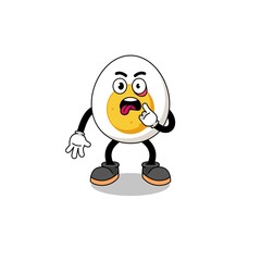 Character Illustration of boiled egg with tongue sticking out