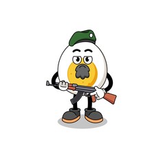 Character cartoon of boiled egg as a special force