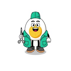 Illustration of boiled egg mascot as a surgeon