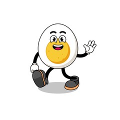 boiled egg cartoon walking