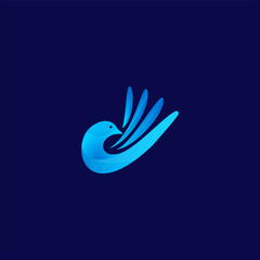 Bird fly and hand Logo and Icon mascot for your company