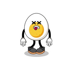 Naklejka premium boiled egg mascot illustration is dead
