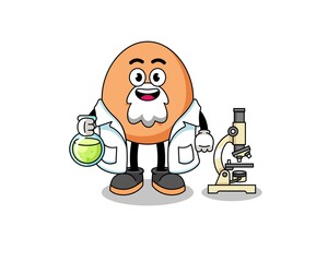 Mascot of egg as a scientist