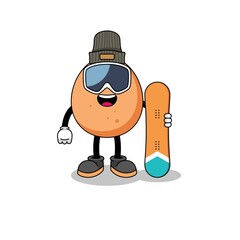 Mascot cartoon of egg snowboard player