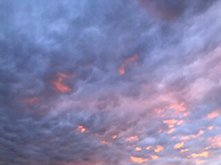 evening clouds with orange sky