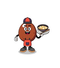 Illustration of chocolate egg as an asian chef