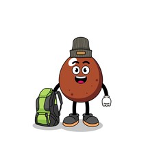 Illustration of chocolate egg mascot as a hiker