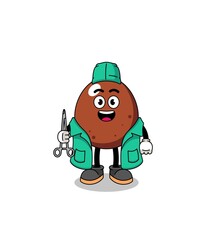 Illustration of chocolate egg mascot as a surgeon