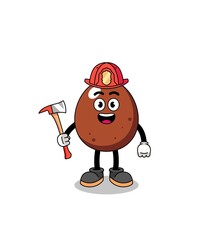 Obraz premium Cartoon mascot of chocolate egg firefighter