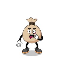 Character Illustration of money sack with tongue sticking out