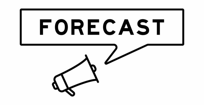 Megaphone icon with speech bubble in word forecast on white background