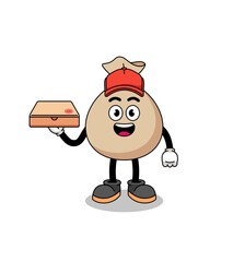 money sack illustration as a pizza deliveryman