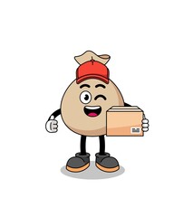 money sack mascot cartoon as an courier