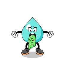 water mascot cartoon vomiting