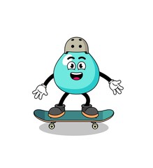 water mascot playing a skateboard