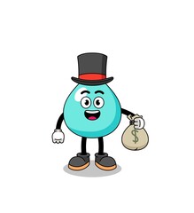 water mascot illustration rich man holding a money sack