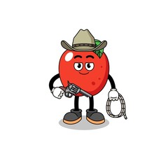 Character mascot of apple as a cowboy